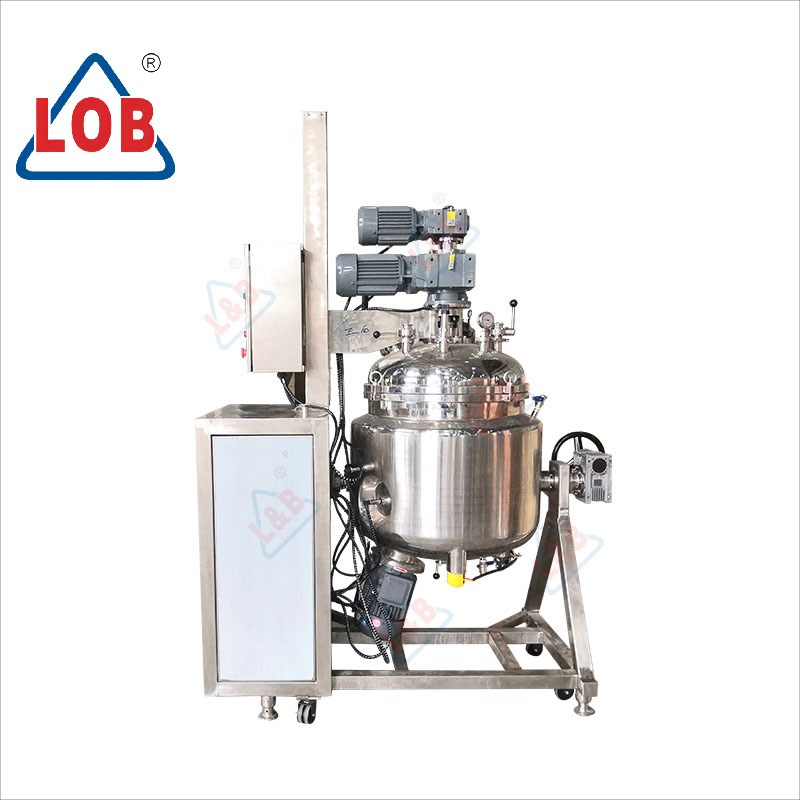 Tangki Pencampuran dengan Pengangkat Hidrolik dan Homogenizer Bagian Bawah / Stainless Blending Tank